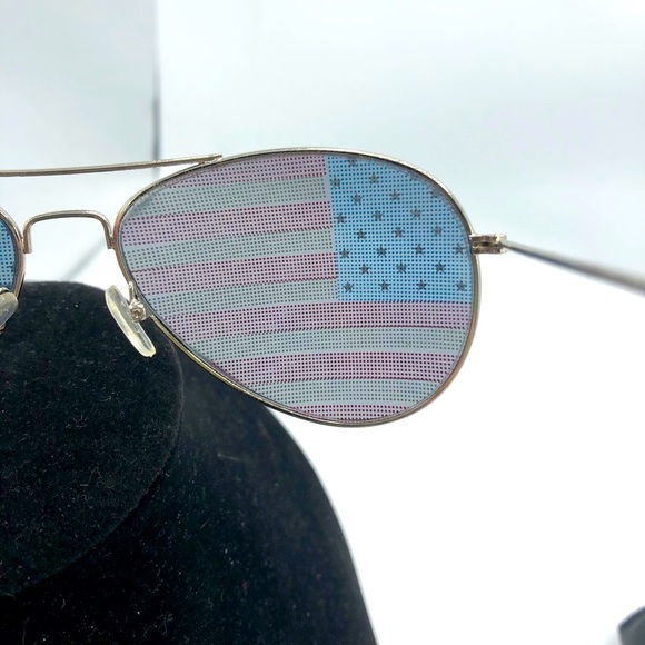 UNISEX FLAG PRINT AVIATOR SUNGLASSES EXCELLENT CONDITION UV PROTECTION. - Picture 8 of 12